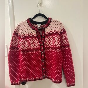Vintage 90s LL Bean Red and White 100% Lambs Wool